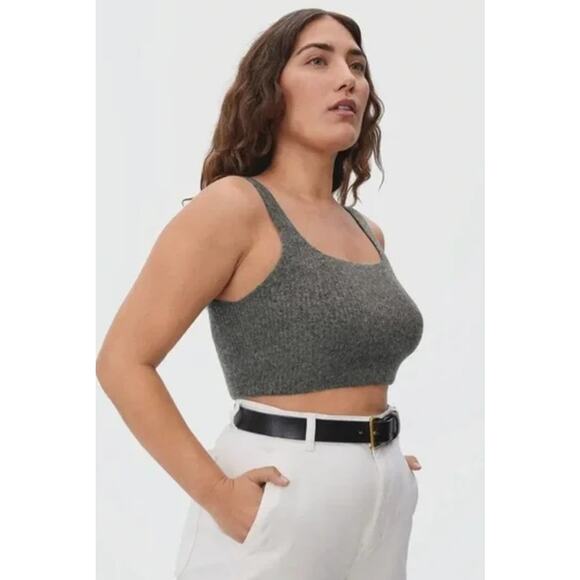 Everlane Tops - Everlane The Cozy Stretch Wool Yak Blend Cropped Gray Tank Top Medium NWT